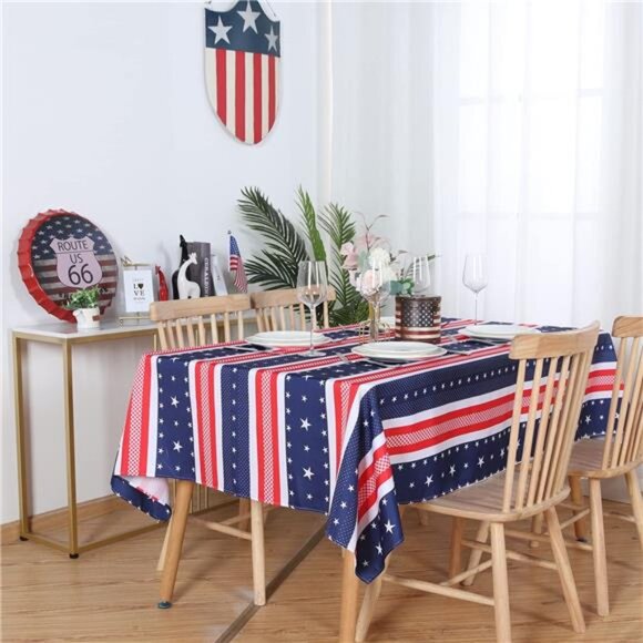 Independence Day Flag Tablecloth- 60x84 inch Rectangle -July 4th Table - Picture 3 of 7